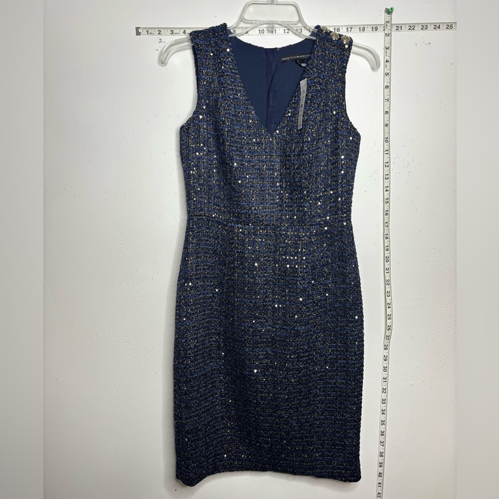 White House Black Market Navy Sequin Midi Dress